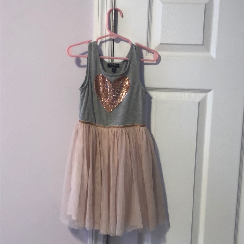 Little girls gray and pink dress